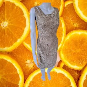 JAX Tan Lace and Beads‎ Sleeveless Dress Size 4